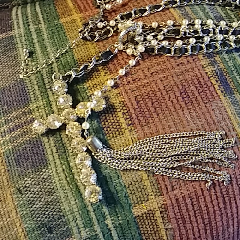 Necklace with cross and tassel